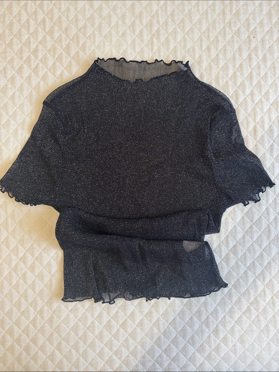 SHEIN Tops - SHEIN Black Metallic Sheer Knit Top